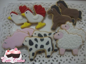 Bolachas decoradas com bichinhos da fazenda