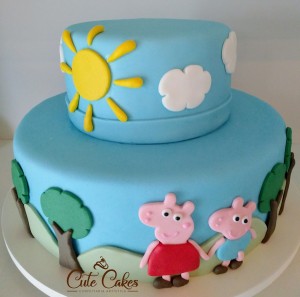 bolo decorado no tema Peppa Pig