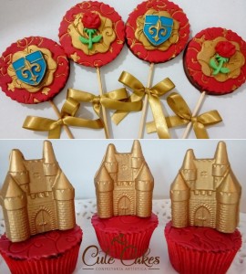 pirulitos e cupcakes no tema Bela e a Fera